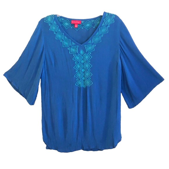 Lilly Pulitzer Bluebell Tunic Top Womens Sz S Palm Beach Embroidered Gauze Boho - Picture 3 of 11